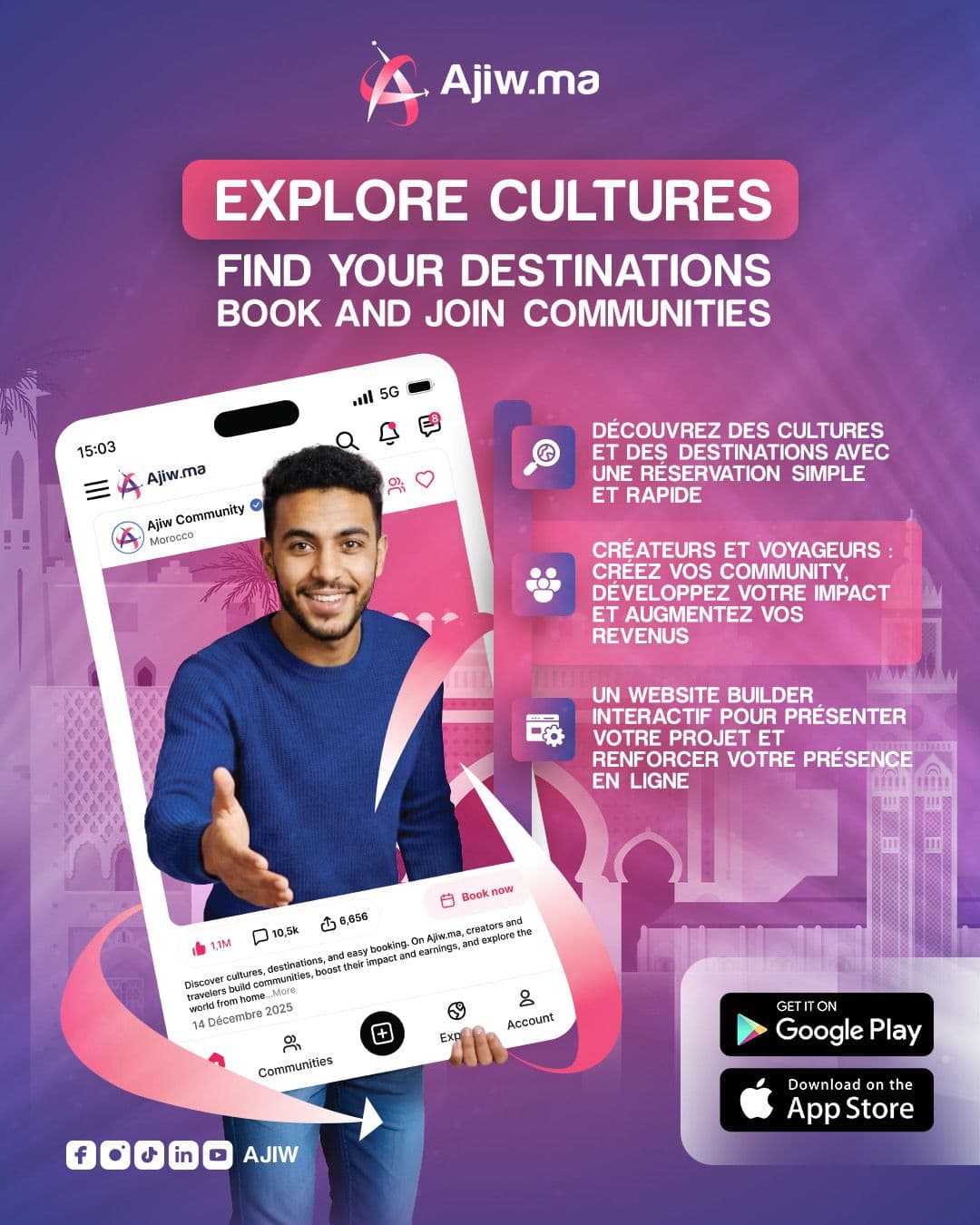 Paysage désertique avec dunes et caravane de chameaux